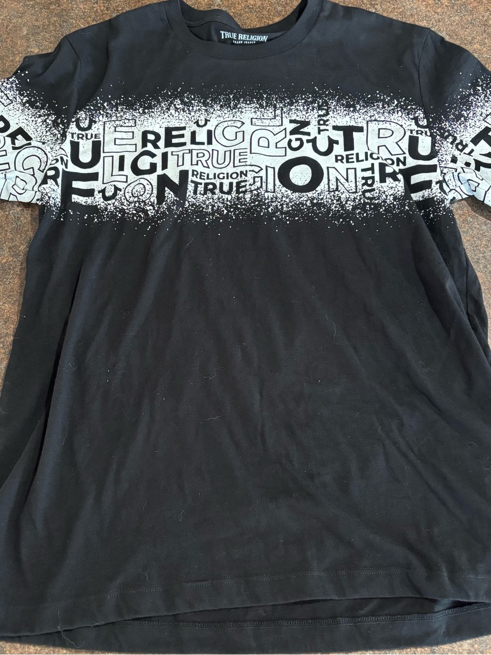 MEN TRUE RELIGION True Stipple Graphic Onyx Black T SHIRT MEDIUM